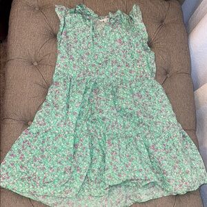Charming Green Floral Tiered Dress